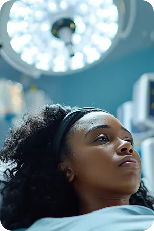 Person smiling at sky